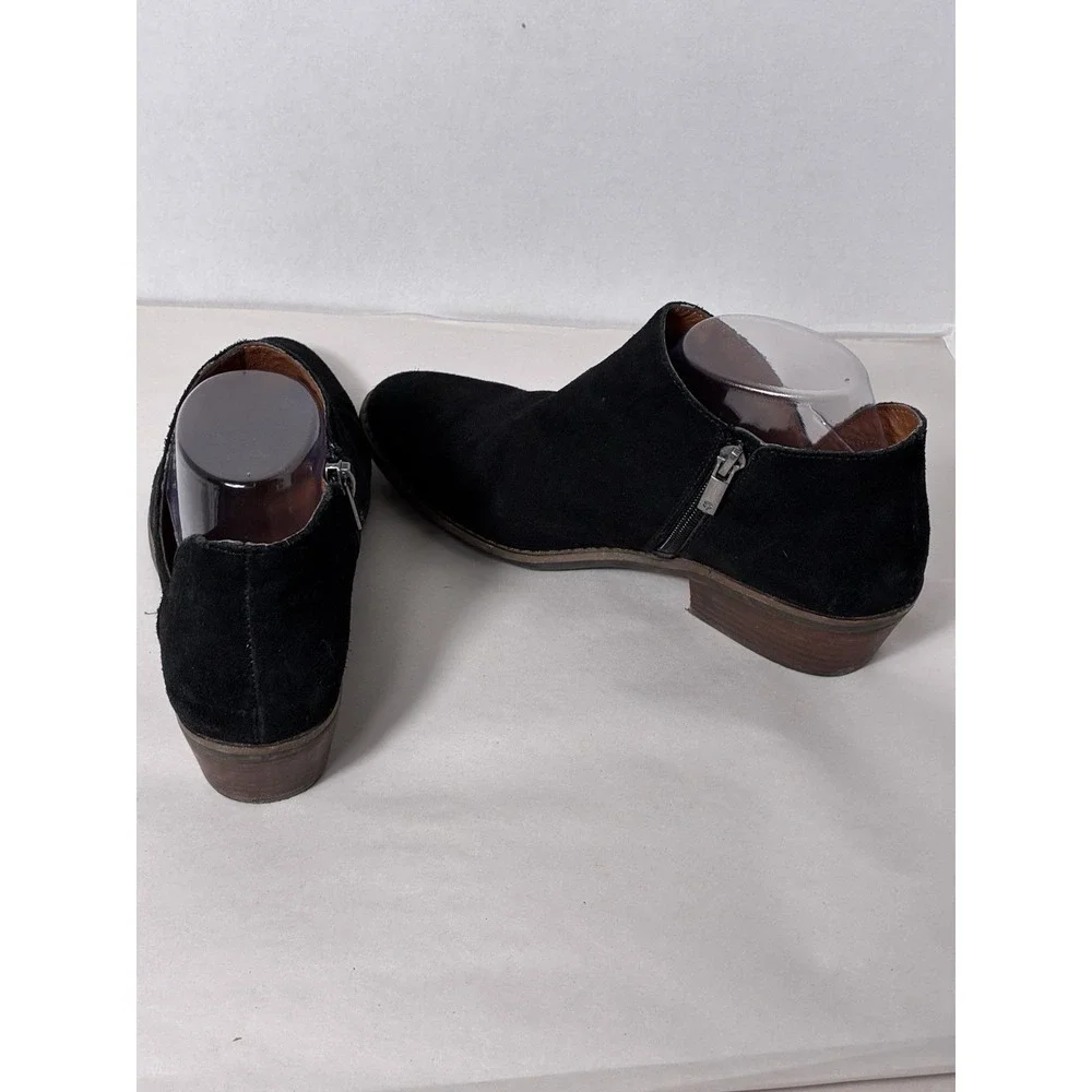 Lucky Brand LP-FRANKELA Ankle Booties‎ Sz 8 Black Side Zip Genuine Leather